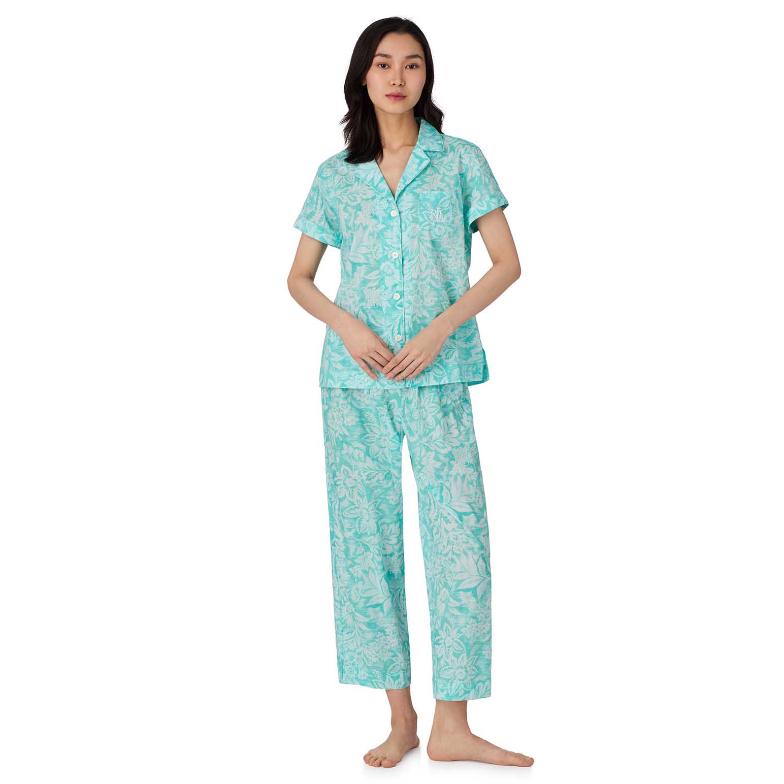 Lauren Ralph Lauren Cotton Lawn S/S Notch Collar Pajama Set